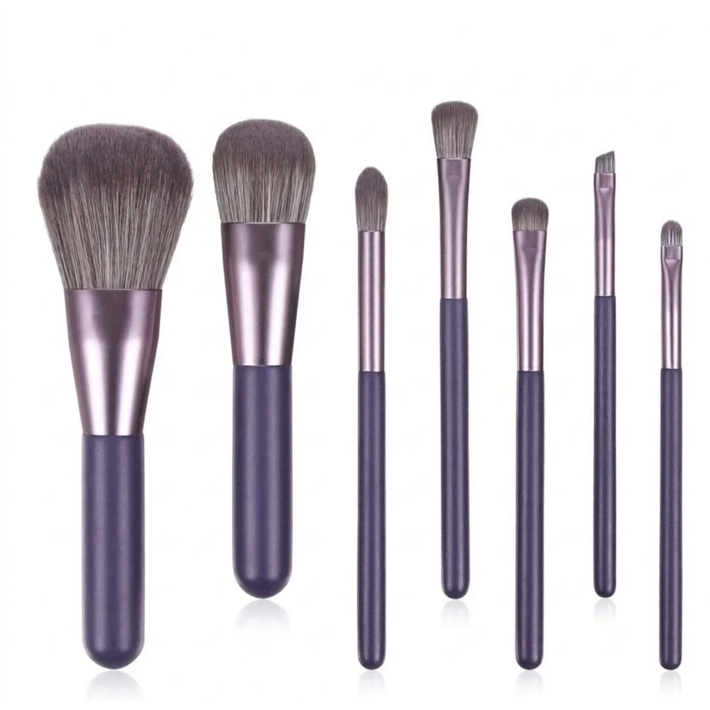 Professional 7-Piece Makeup Brush Set With Travel Case Noble Purple NEW